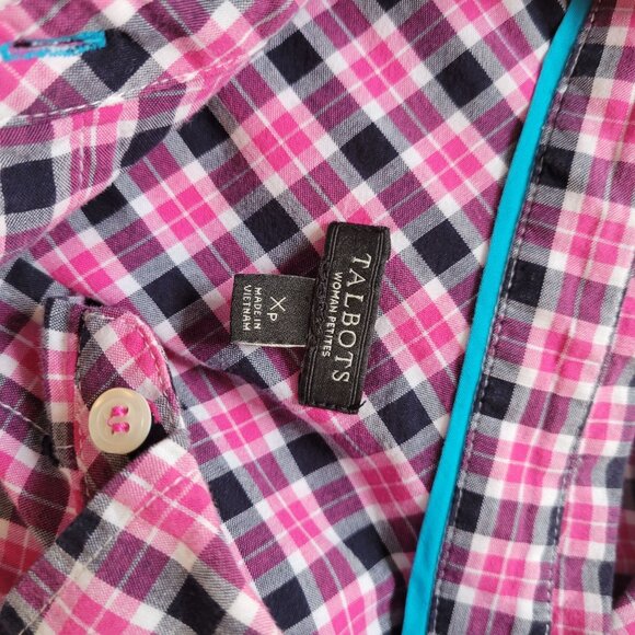 Talbots Womens Petite Plaid Button-Down Shirt With Roll-Up Sleeves xp - Picture 6 of 6
